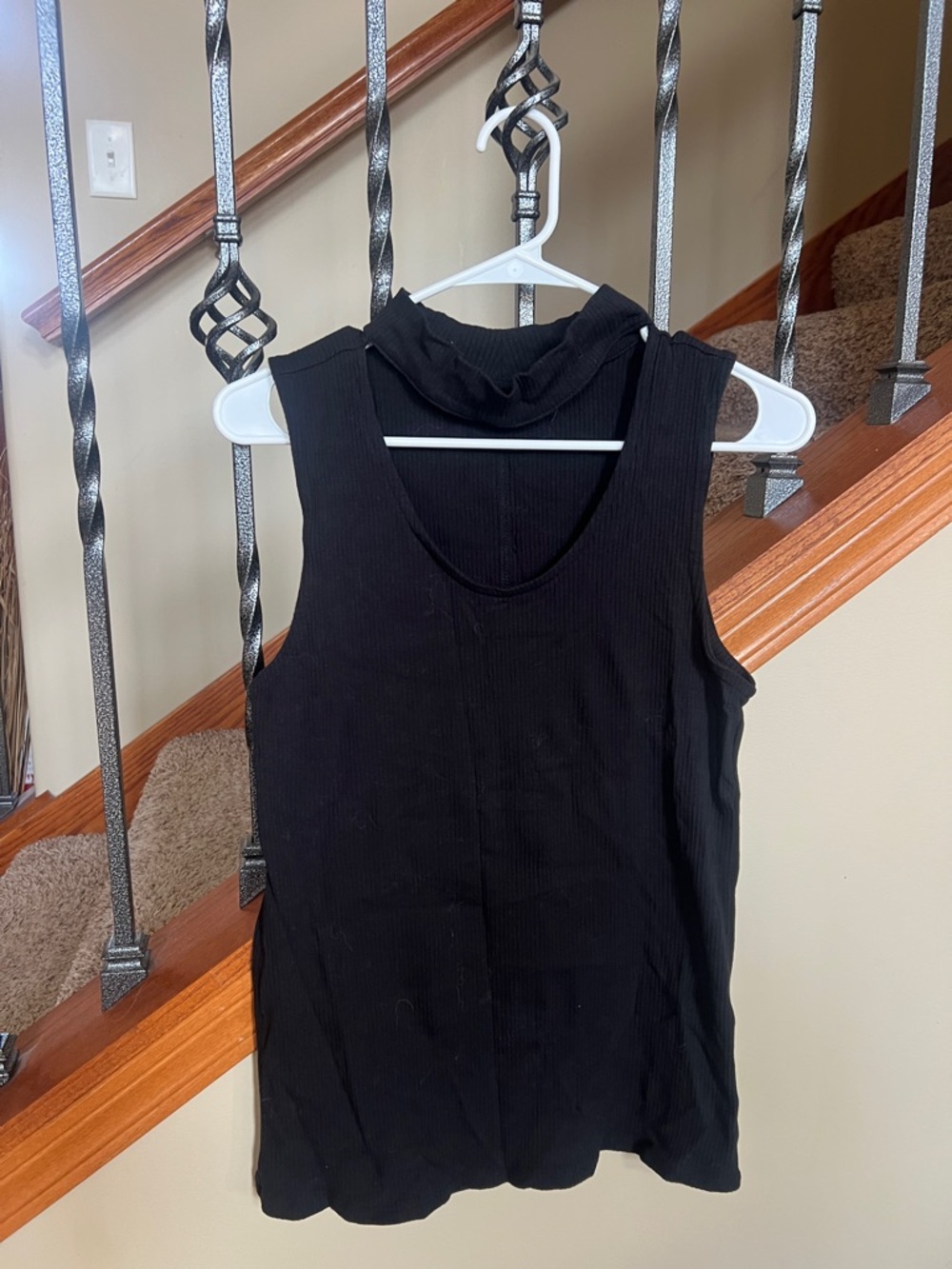 Maurices Black Ribbed Sleeveless Mock Neck Tank